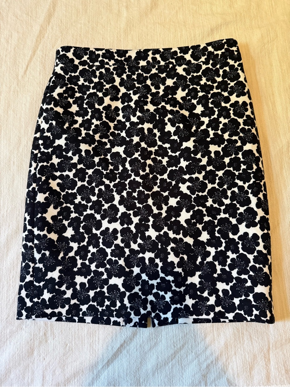 J. Crew Black and White Floral Lace-Effect Pencil Skirt
